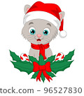 Cute cat cartoon wearing santa hat 96527830