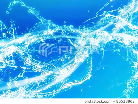 自然環境概念中的藍色波浪和飛濺抽象背景 96528902