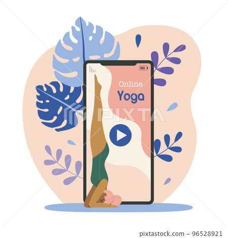 Online Yoga Studio Web Illustration 96528921