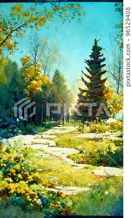 Competition of pine trees To sunlight necessary to sustain illustration 96529408
