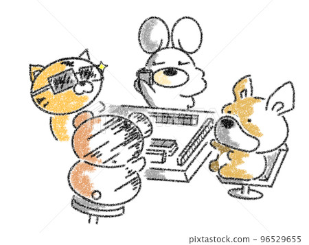 Mahjong animal colored pencil style 96529655