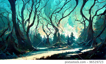 forest in the night background illustration forest in the night background illustration 96529723