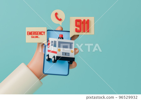3d rendering emergency call illustration with copy space for text or message. Concept healthcare and medical service illustration. 3d rendering emergency call illustration with copy space for text or message. Concept healthcare and medical service illustration. 96529932