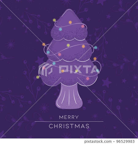Purple christmas tree Merry christmas card Vector Purple christmas tree Merry christmas card Vector 96529983