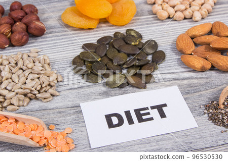 Inscription diet with healthy nutritious food as source natural potassium Inscription diet with healthy nutritious food as source natural potassium 96530530