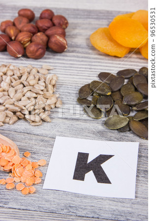 Healthy ingredients containing vitamin K and minerals. Nutritious eating Healthy ingredients containing vitamin K and minerals. Nutritious eating 96530531