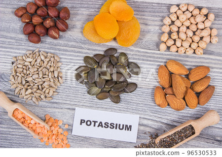 Healthy nutritious ingredients containing natural vitamin K and minerals Healthy nutritious ingredients containing natural vitamin K and minerals 96530533