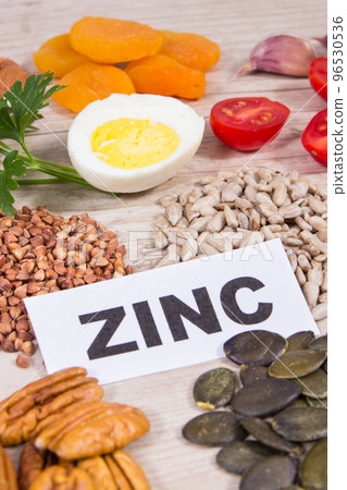 Healthy food as source natural zinc, fiber and other vitamins or minerals 96530536