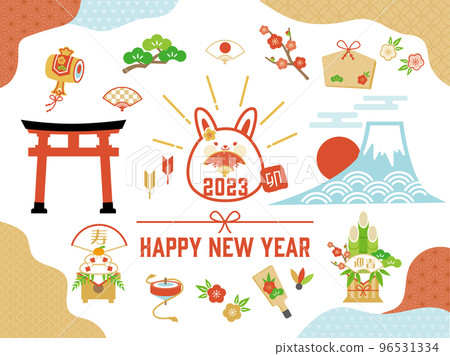 Design material illustration set for New Year 2023 96531334