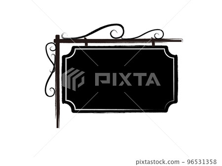Hand drawn style illustration of a retro signboard 96531358