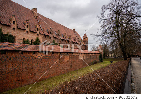 The Castle of the Teutonic Order in Malbork in the Pomerania region, Poland. This is the largest castle in the world measured by land area and a UNESCO World Heritage Site 96532572