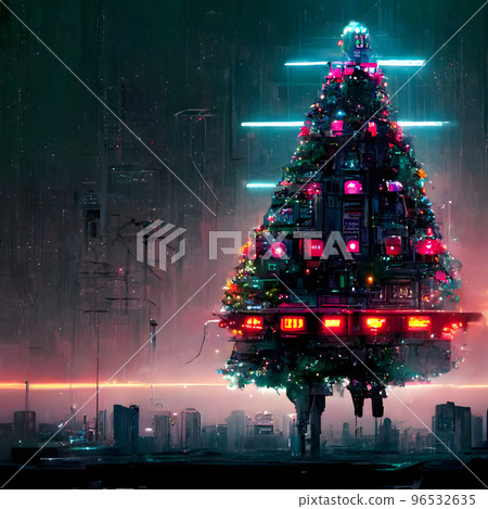 cyberpunk christmas tree, neural network generated art 96532635