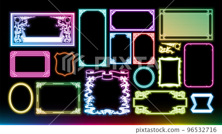 日式霓虹招牌風格設計框架集。 96532716