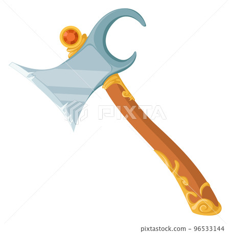 Cartoon axe icon. Fantasy weapon. Medieval game symbol Cartoon axe icon. Fantasy weapon. Medieval game symbol 96533144