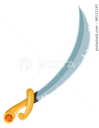 Sabre icon. Cartoon sharp blade. Fantasy sword Sabre icon. Cartoon sharp blade. Fantasy sword 96533145