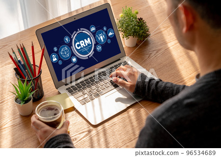 Customer relationship management system on modish computer for CRM business 96534689