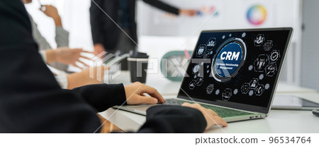 Customer relationship management system on modish computer for CRM business Customer relationship management system on modish computer for CRM business 96534764