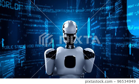 Futuristic robot artificial intelligence huminoid AI programming coding 96534949