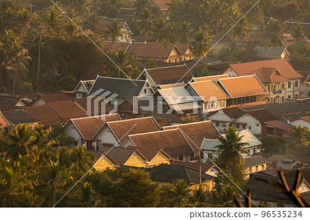 Roofs of Luang Prabang, Laos, from Phousi Hill viewpoint Roofs of Luang Prabang, Laos, from Phousi Hill viewpoint 96535234