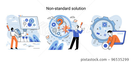 Solution solving problem metaphor, answer to question or creativity idea and innovation help business success 96535299