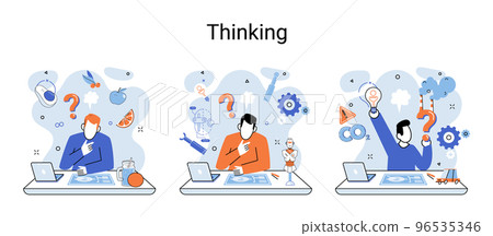 Problem solving concept, man wondering or thinking, planning or pondering, with question mark 96535346