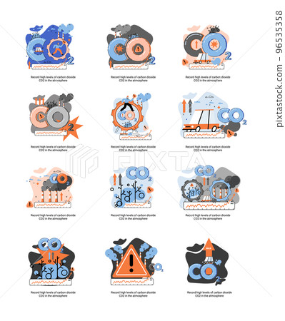 Record high levels of carbon dioxide CO2 in atmosphere. Problems of environment and ecology metaphor 96535358