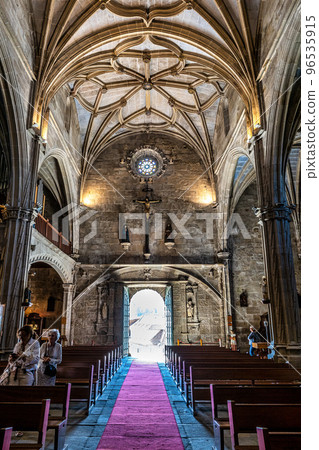 Interior of Saint Mary the Bigger, basilica and church in Pontevedra, Galicia, Spain 96535915