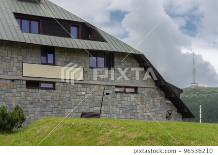 Mountain hotel  under Praded , the highest hill of Jesenik mountains, Czech republic. 96536210