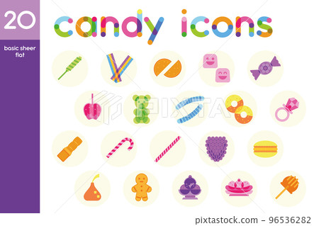 Isolated set of colored candies sheer flat icons Vector 96536282