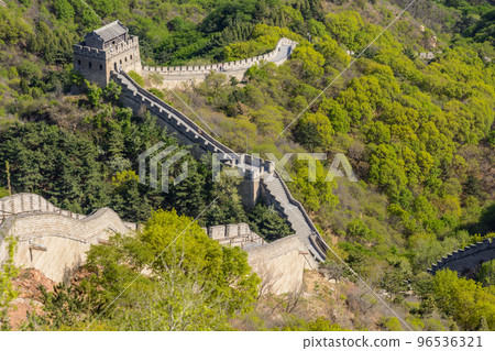 beautiful view of the mountains and the wall. Great Wall. the great man-made structure. beautiful view of the mountains and the wall. Great Wall. the great man-made structure. 96536321