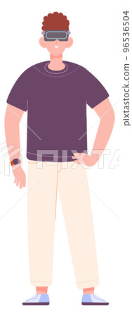 Guy with virtual reality device standing. Person in vr glasses 96536504
