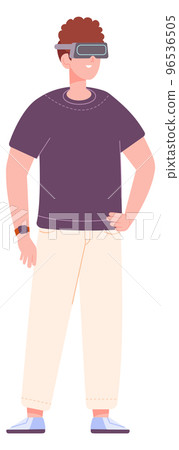 Boy in vr glasses. Person using virtual reality 96536505