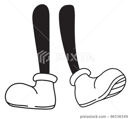 Comic legs in white shoes. Retro cartoon foots 96536549