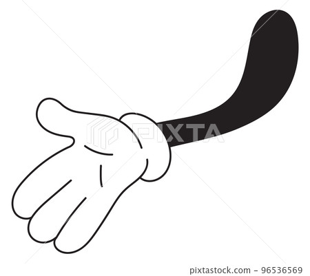Hand in white glove. Cartoon character comic arm 96536569