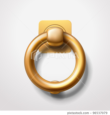 golden color realistic door knocker on white 96537079
