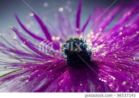 Fantasy illustration of glittering purple flocked thistle spray flowers Fantasy illustration of glittering purple flocked thistle spray flowers 96537143