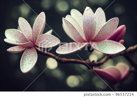 Fantasy illustration of a pink magnolia flower Fantasy illustration of a pink magnolia flower 96537214