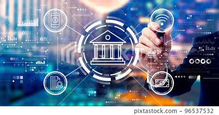 Online banking concept with businessman Online banking concept with businessman 96537532