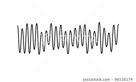 Sound wave signal. Music or voice diagram. Audio track beats. Black curve soundwave rhythm. Pulsating line.  96538174