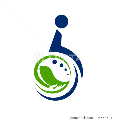 man on wheelchair caring for disability logo design vector illustration 96538625