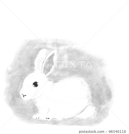 兔子單色插圖（水墨手繪插圖） 96540118