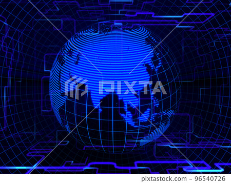 Digital network cyber earth background BG Digital network cyber earth background BG 96540726