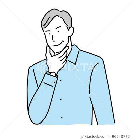 Cool middle-aged man posing with his hand on his chin Cool middle-aged man posing with his hand on his chin 96540772