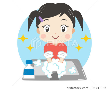 一個孩子洗手的插圖 96541194