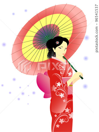 woman, kimono, umbrella 96541537