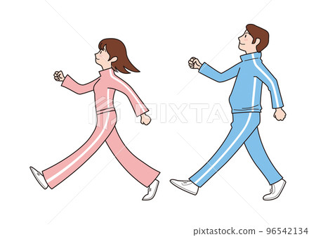 Illustration of men and women walking 96542134