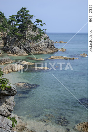 Sanin coast on a sunny day Tottori prefecture Nishiwaki coast Sanin coast on a sunny day Tottori prefecture Nishiwaki coast 96542532