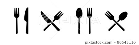 Knife, fork, spoon icon set 96543110