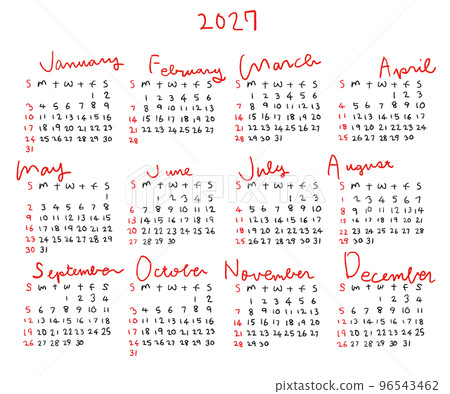 2027年日曆 2027年日曆 96543462