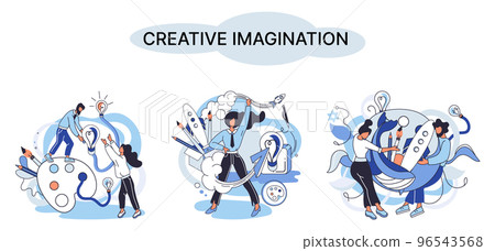 Creative mind, imagination or brainstorm or originative idea concept. Phantasy flow and creativity Creative mind, imagination or brainstorm or originative idea concept. Phantasy flow and creativity 96543568